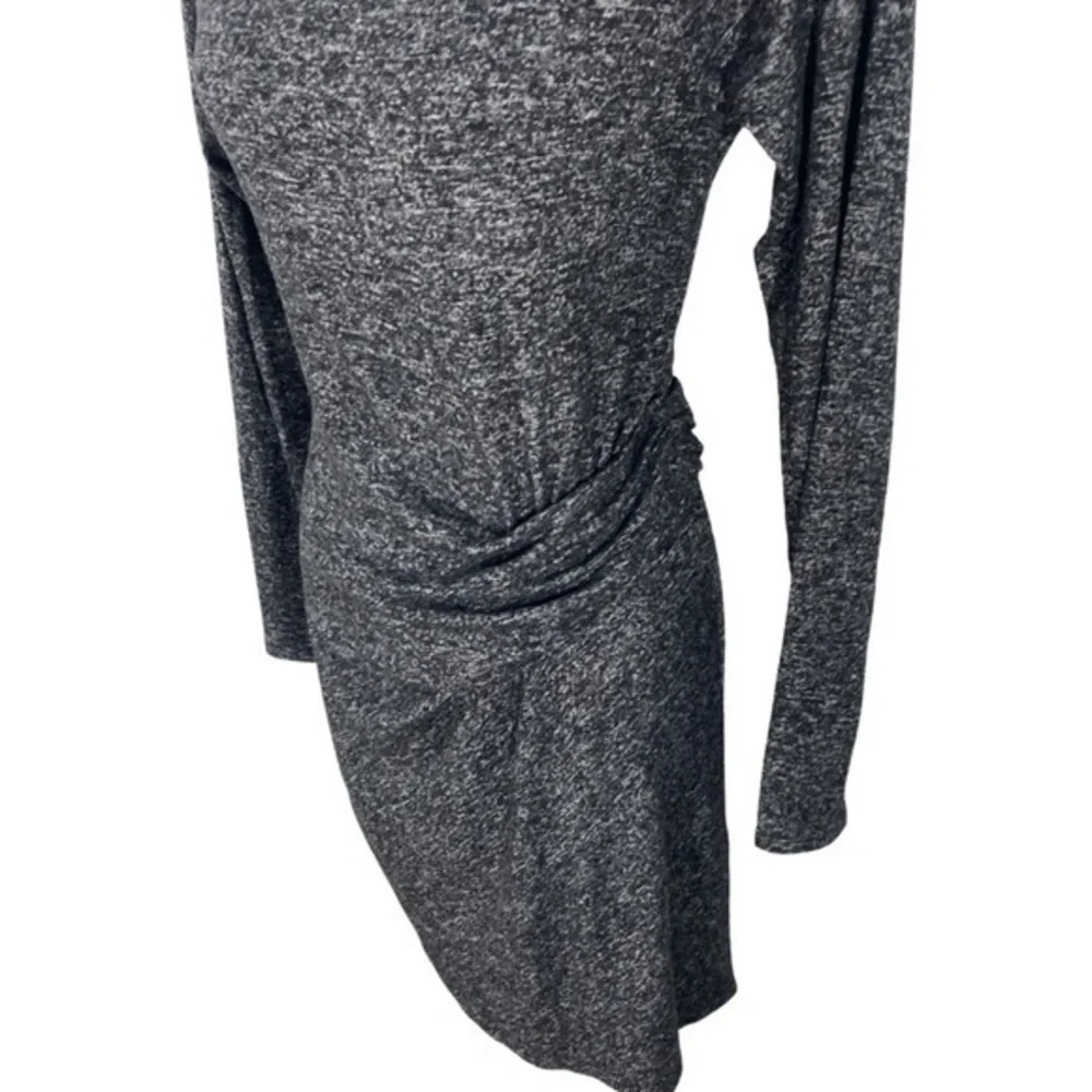 Athleta Solitude Black Marled Gathered Long sleeve knit dress O19